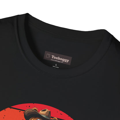 Daddy Bear T-Shirt — Grizzly Dad Playing Acoustic Guitar Retro Sun Design