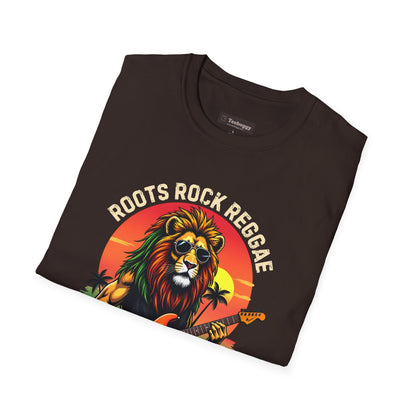 Roots Rock Reggae Lion Guitar T-Shirt — One Love Music Tee