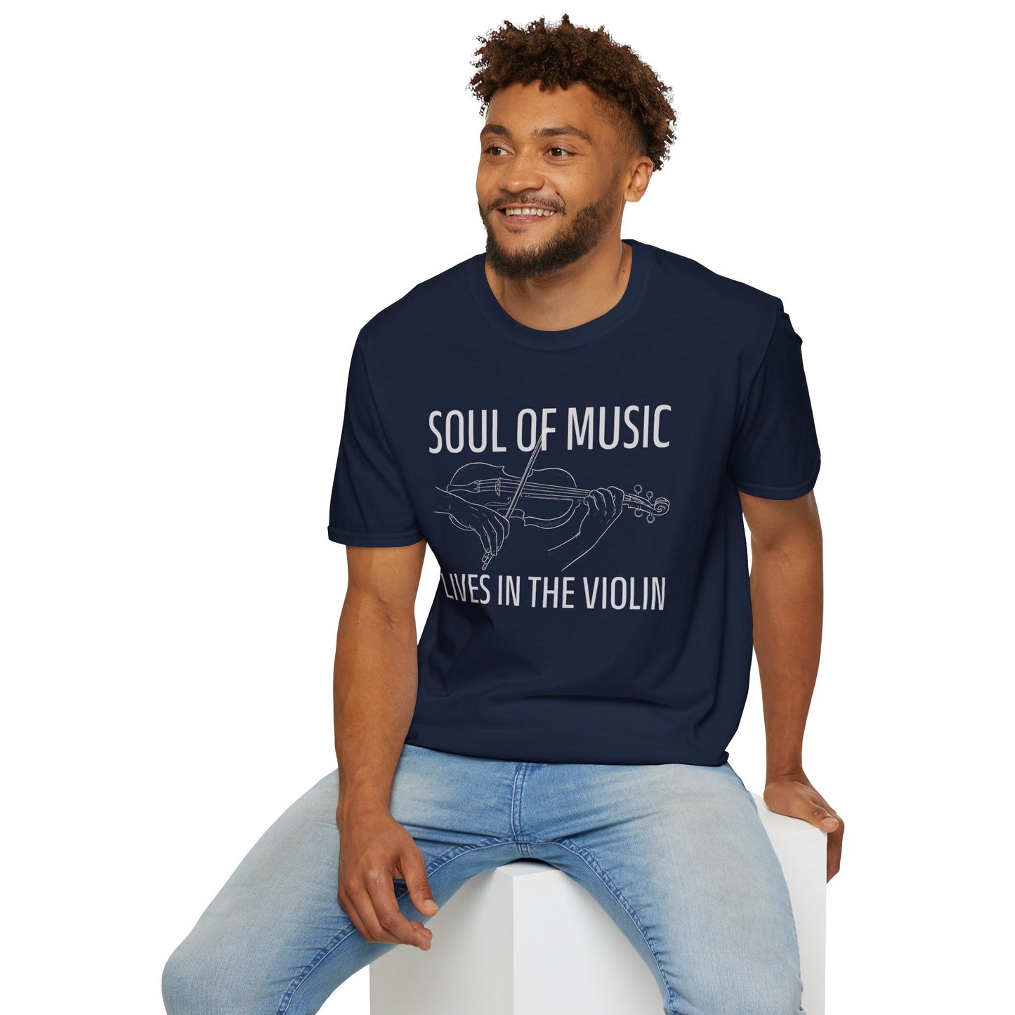 Violin Line Art Tee — "Soul of Music Lives in the Violin"