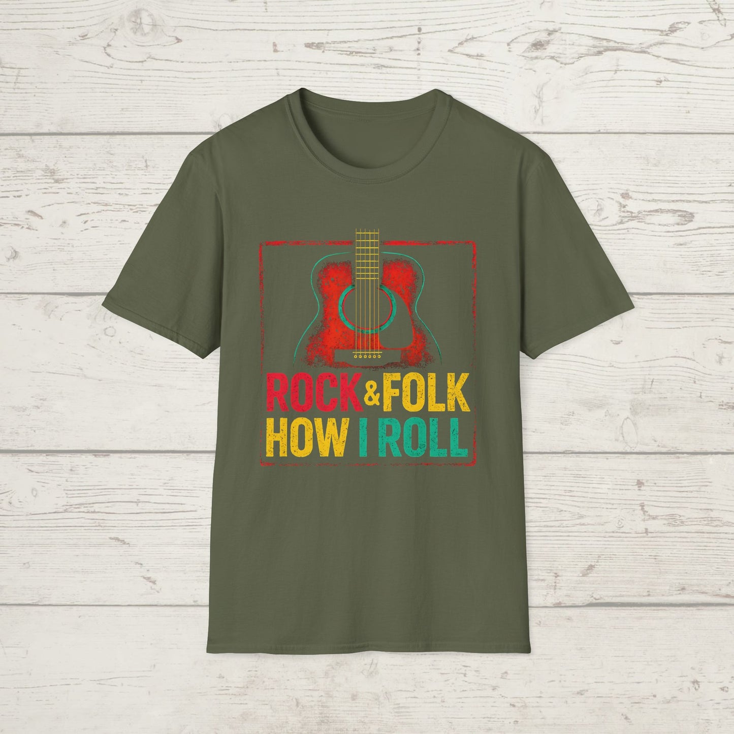 Rock & Folk How I Roll T-Shirt — Acoustic Guitar Music Tee