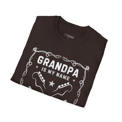 Grandpa Is My Name, Bass Guitar Is My Game T-Shirt — Bassist Grandpa Tee