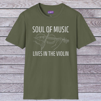 Violin T-Shirt - Soul of Music, Lives in the Violin