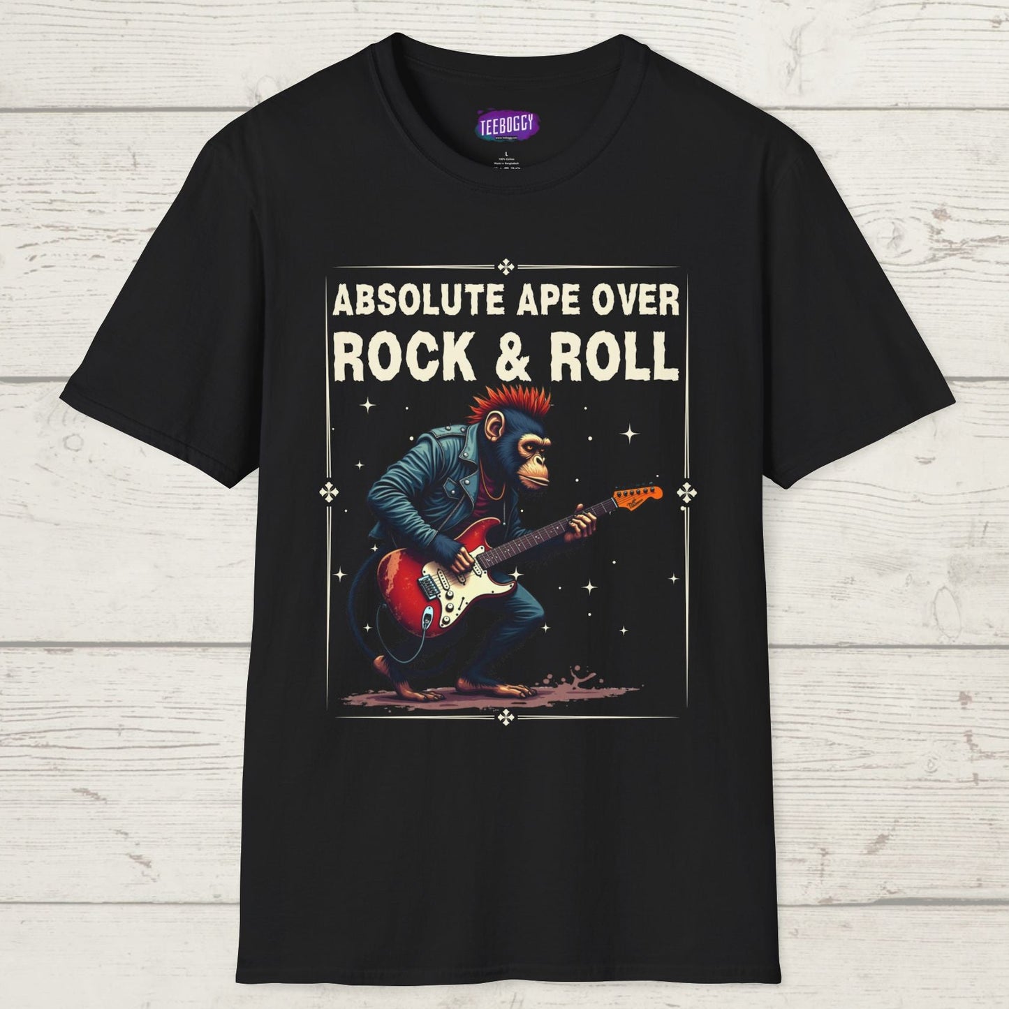 Funny Rocker Monkey Unisex T-Shirt - Absolute Ape Over Rock & Roll