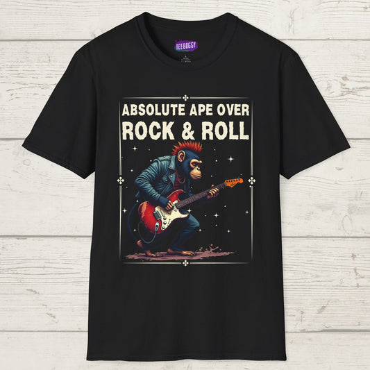 Funny Rocker Monkey Unisex T-Shirt - Absolute Ape Over Rock & Roll
