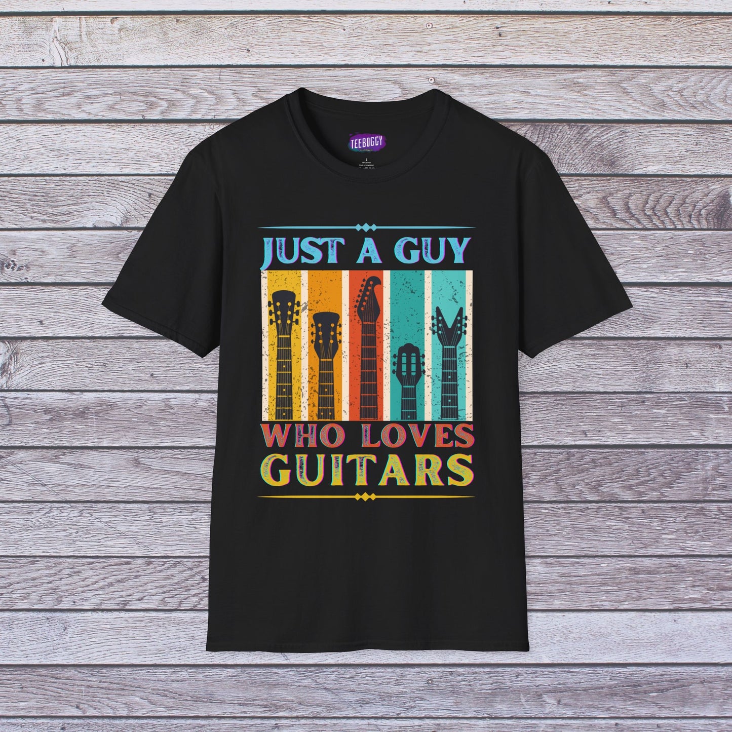 Guitar Headstocks Unisex T-Shirt - 'Just a Guy Who Loves Guitars'
