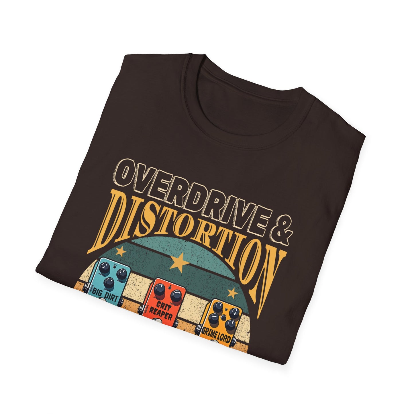 Guitar Pedals T-Shirt — "Overdrive and Distortion, Guitar Heaven"