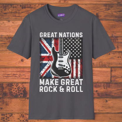 Graphic T-Shirt - UK & USA Flags - Great Nations Make Great Music