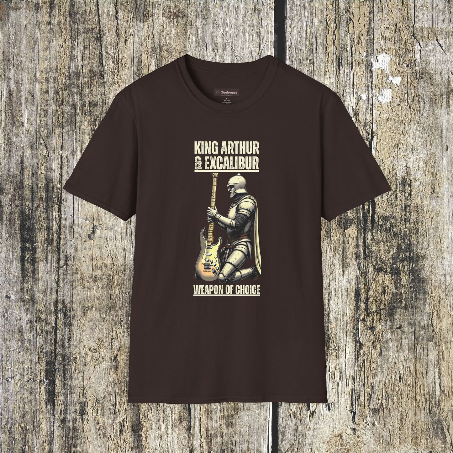 King Arthur Guitar Tee — Excalibur Rock T-Shirt
