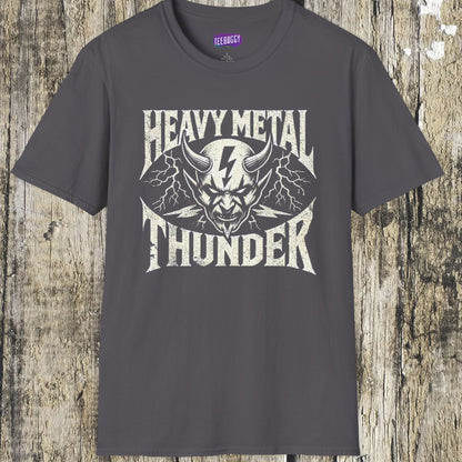 Heavy Metal T-Shirt with Devil's Horns & Thunder Bolt Design