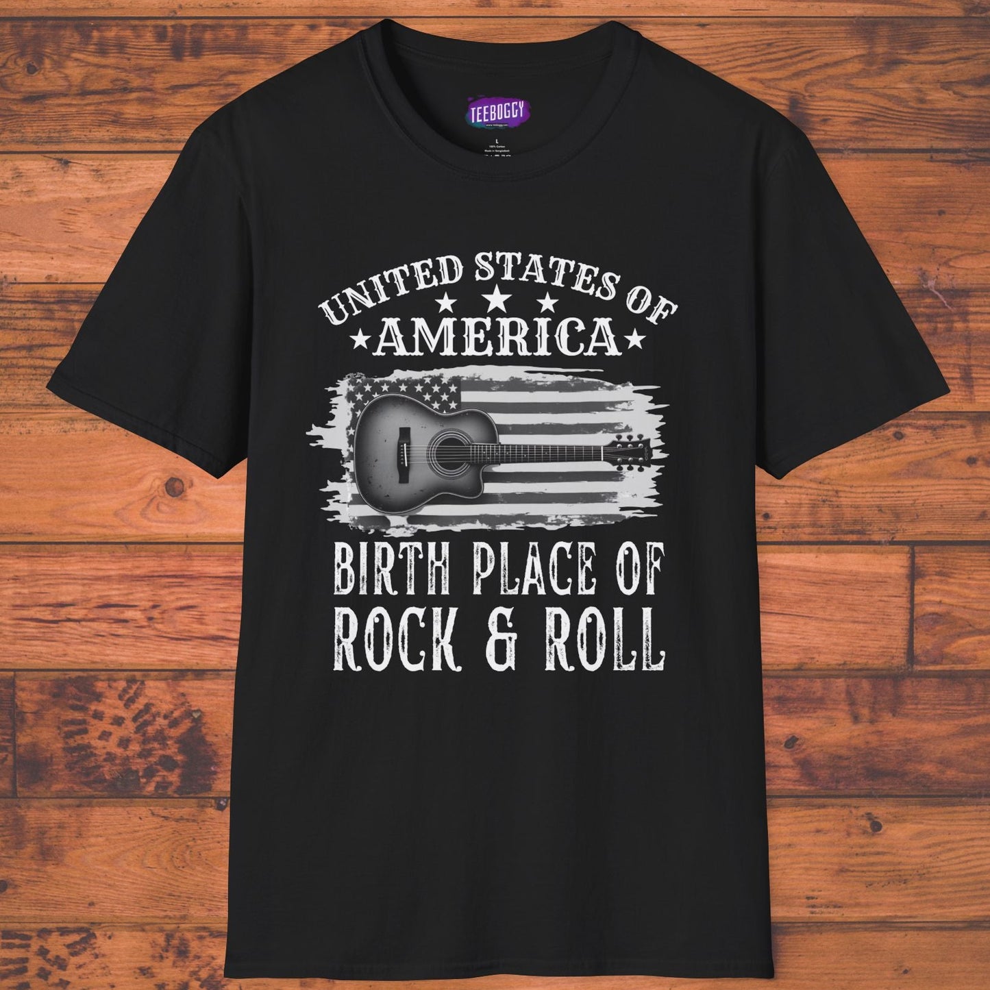 Graphic Tee USA Rock and Roll Acoustic Guitar T-Shirt