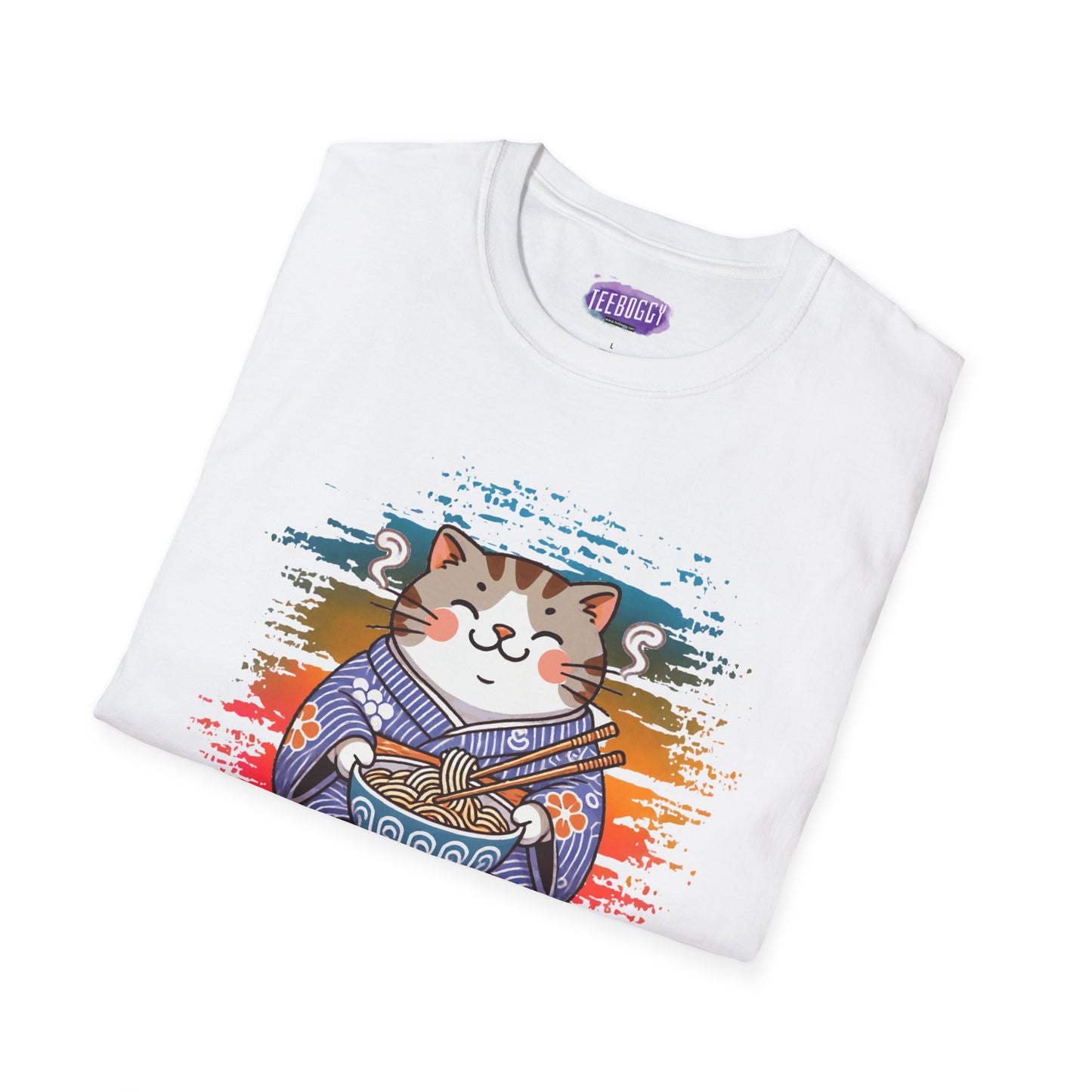 Cat Kimono T-Shirt with Love & Peace Japanese Calligraphy