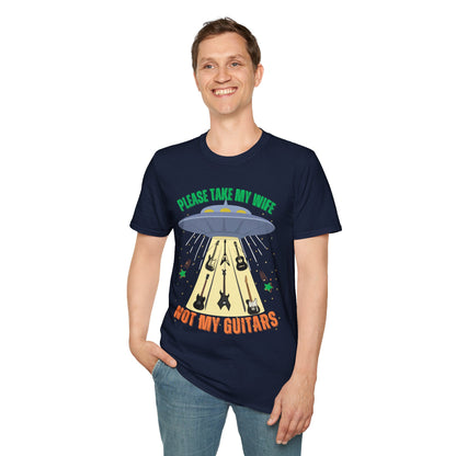 Alien Spaceship Abducting Guitars T-Shirt