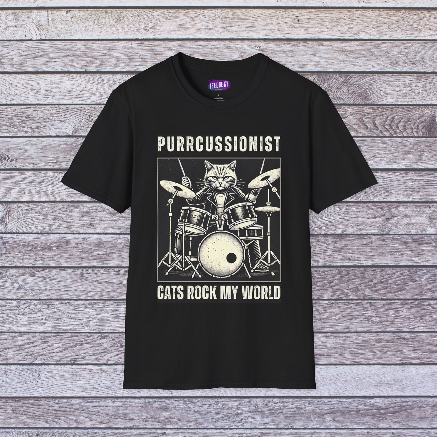 Cat Rocker T-Shirt - Purrcussionist