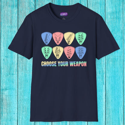 Guitar Plectrum T-Shirt - Choose Your Weapon