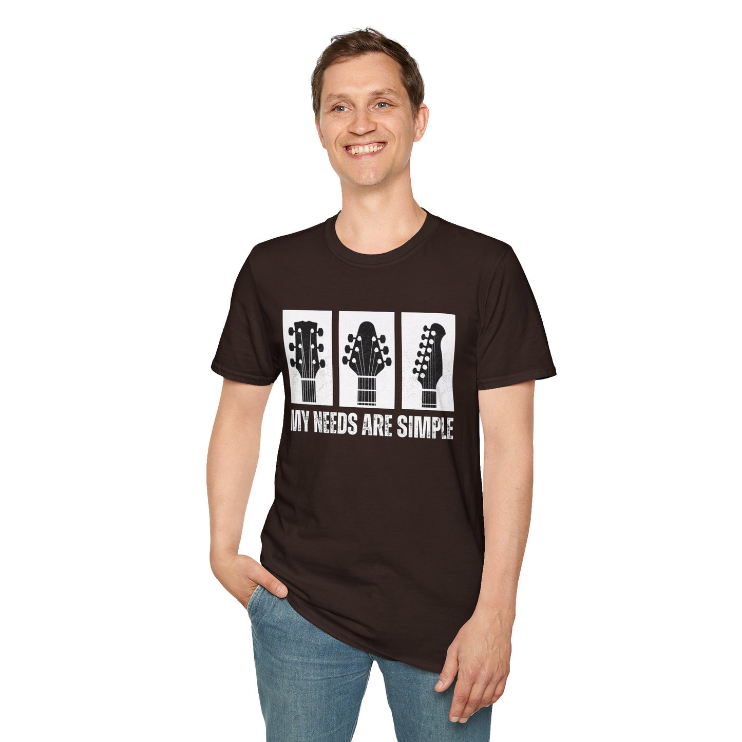 Guitar Headstocks Tee — "My Needs Are Simple!"