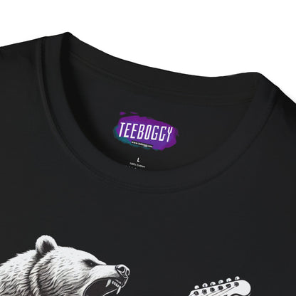 Graphic Tee Unleash the Inner Beast Grizzly Bear Rock Guitar T-Shirt
