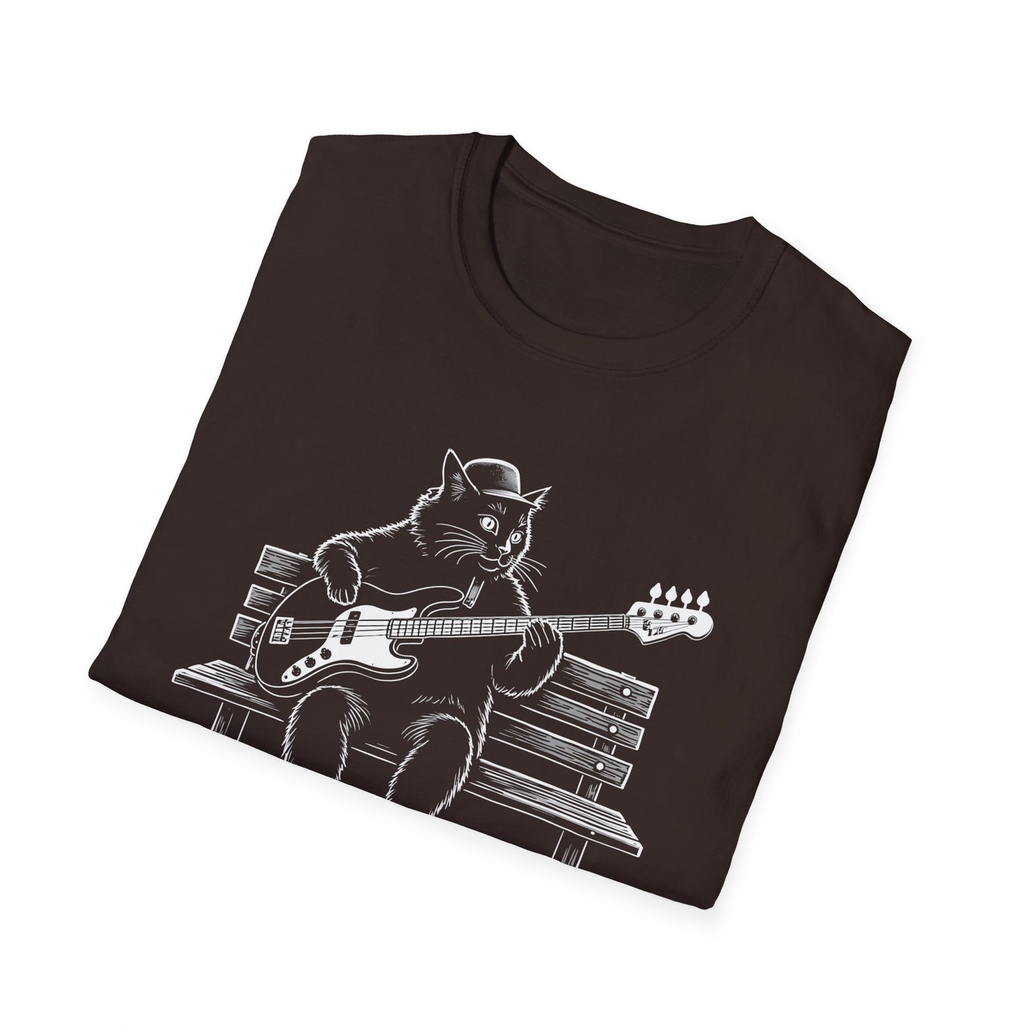 Bass Cat T‑Shirt — Cat Playing Bass Guitar for Music Lovers