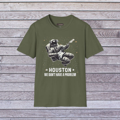 Astronaut Playing Guitar T-Shirt — "Houston, We Don't Have a Problem!"