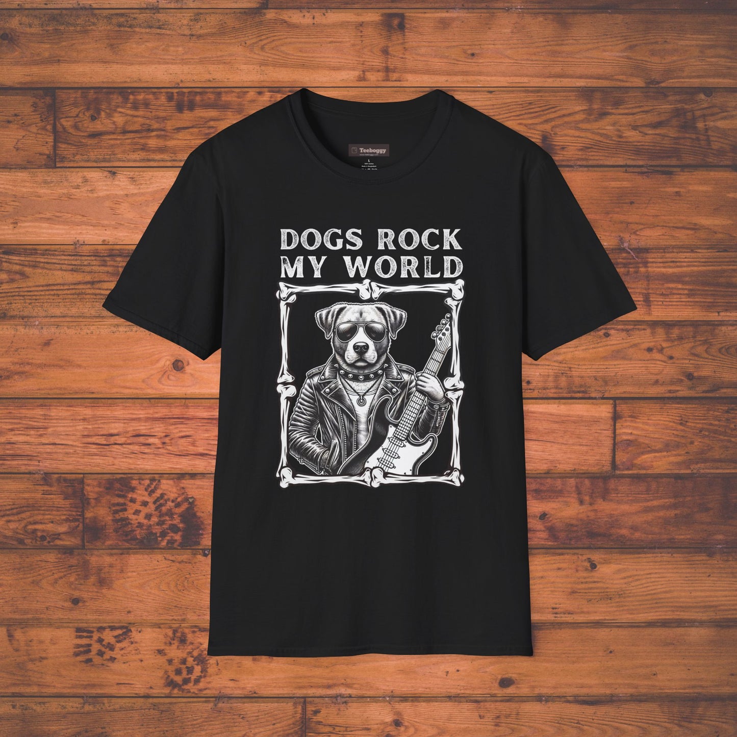 Dogs Rock My World, T-Shirt — Rock & Roll Dog Graphic Tee