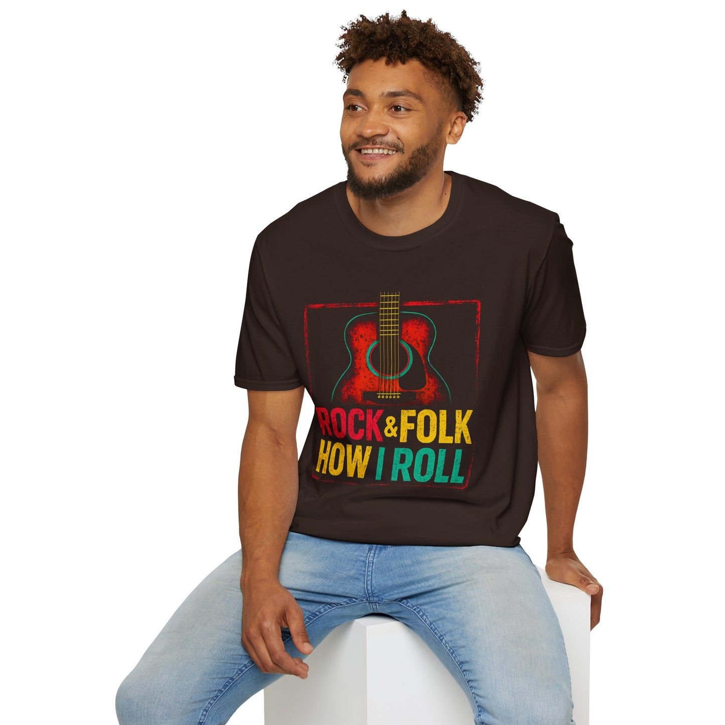 Rock & Folk How I Roll T-Shirt — Acoustic Guitar Music Tee