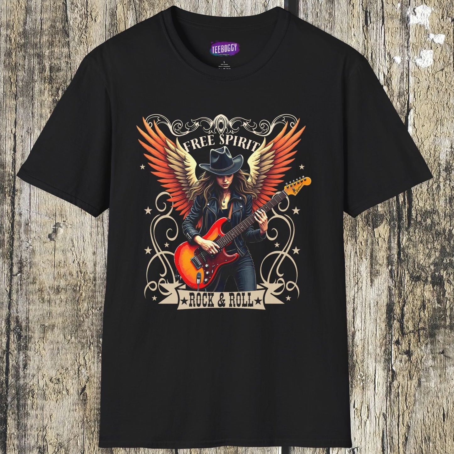 Rock & Roll Winged Guitar Girl T-Shirt