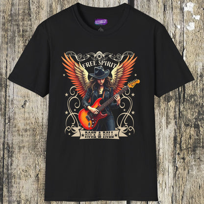 Rock & Roll Winged Guitar Girl T-Shirt