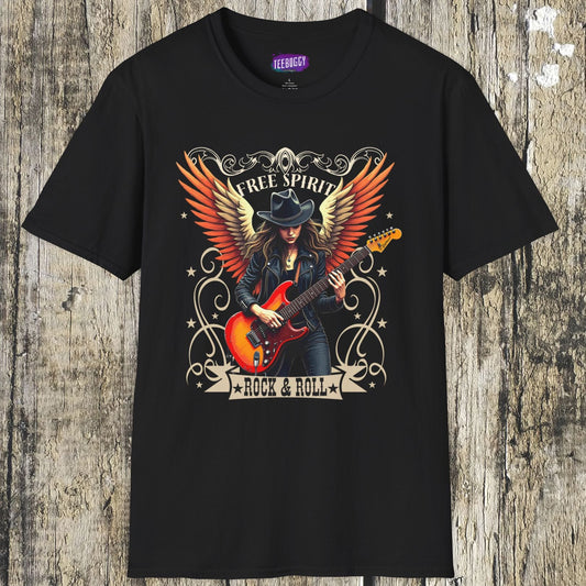 Rock & Roll Winged Guitar Girl T-Shirt