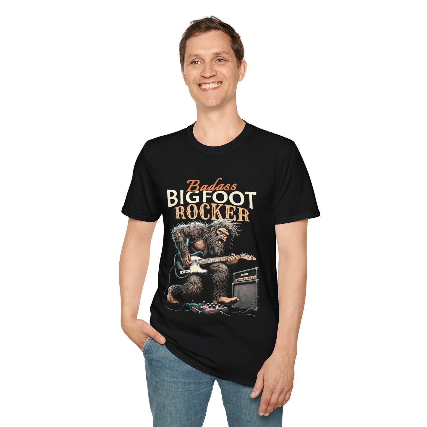 Sasquatch Rocker T-Shirt - Badass Bigfoot Guitar Tee