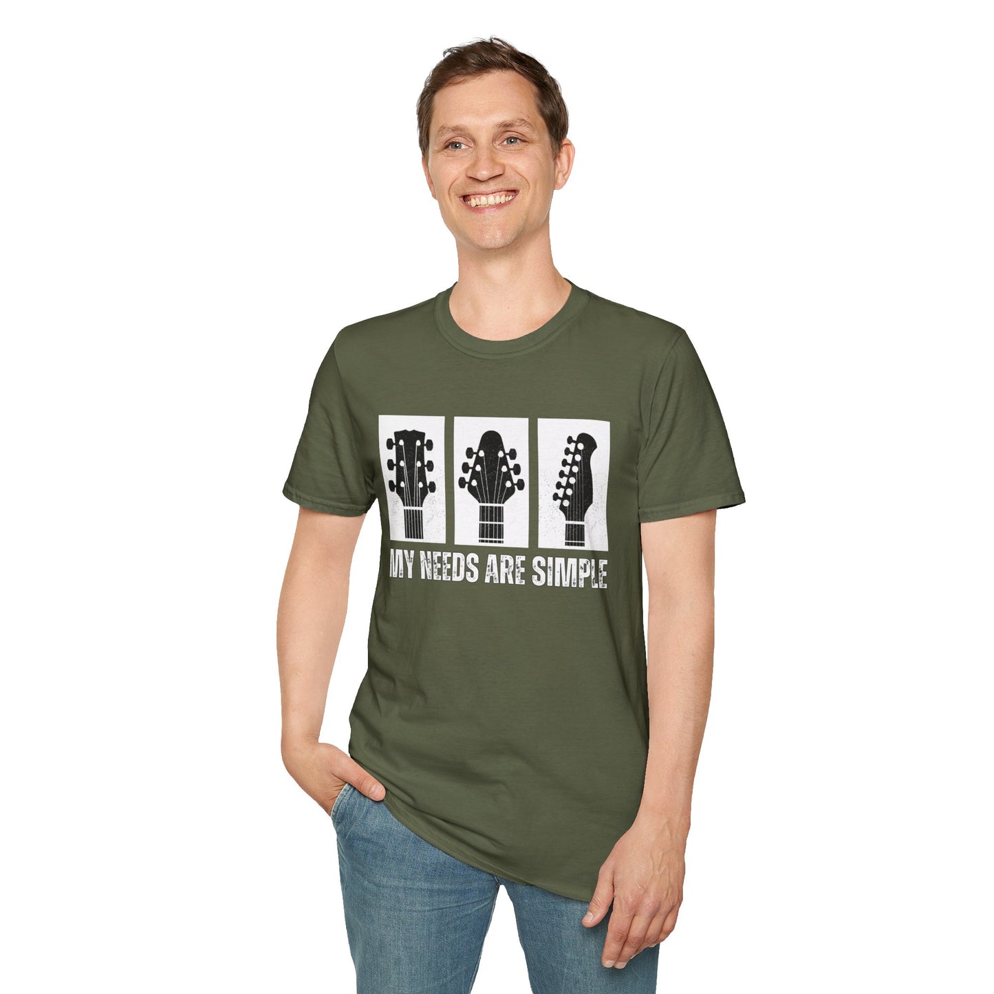 Guitar Headstocks Tee — "My Needs Are Simple!"