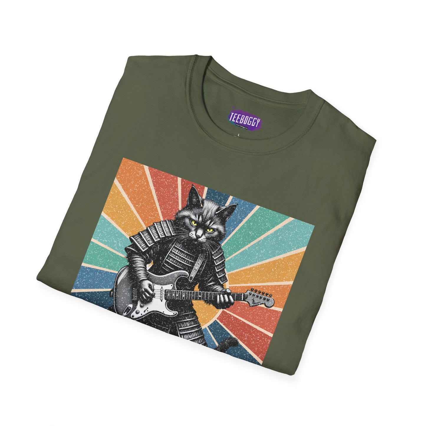 Samurai Cat Guitar Katana T-Shirt
