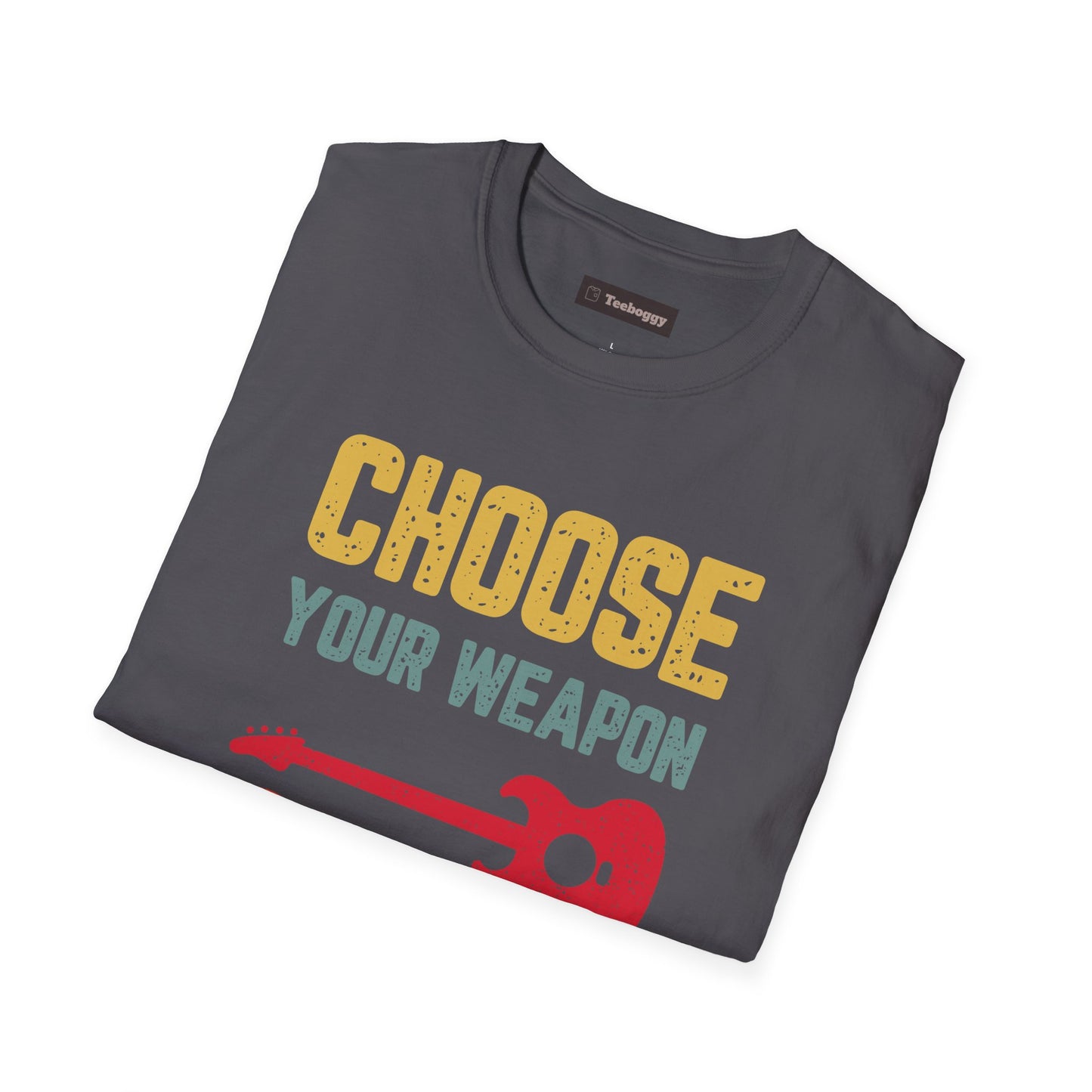 Guitar T-Shirt with 'Choose Your Weapon' Slogan