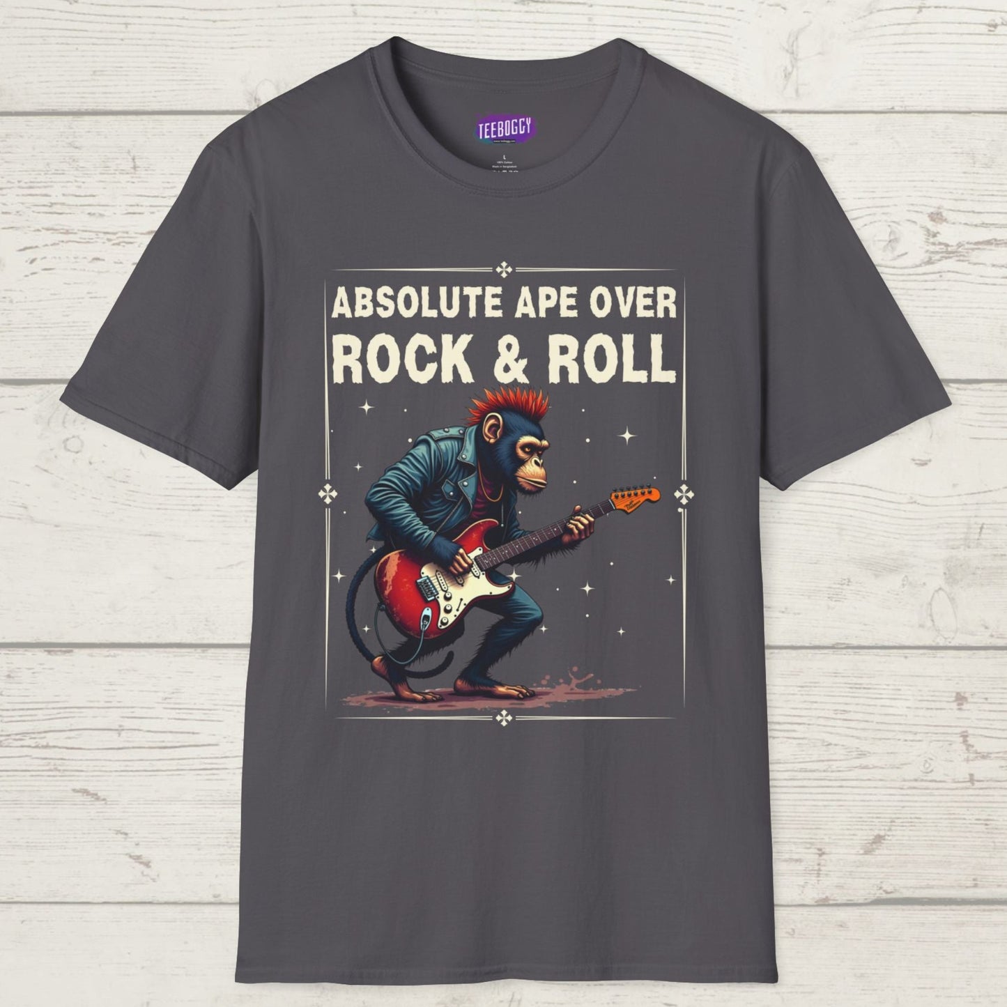 Funny Rocker Monkey Unisex T-Shirt - Absolute Ape Over Rock & Roll