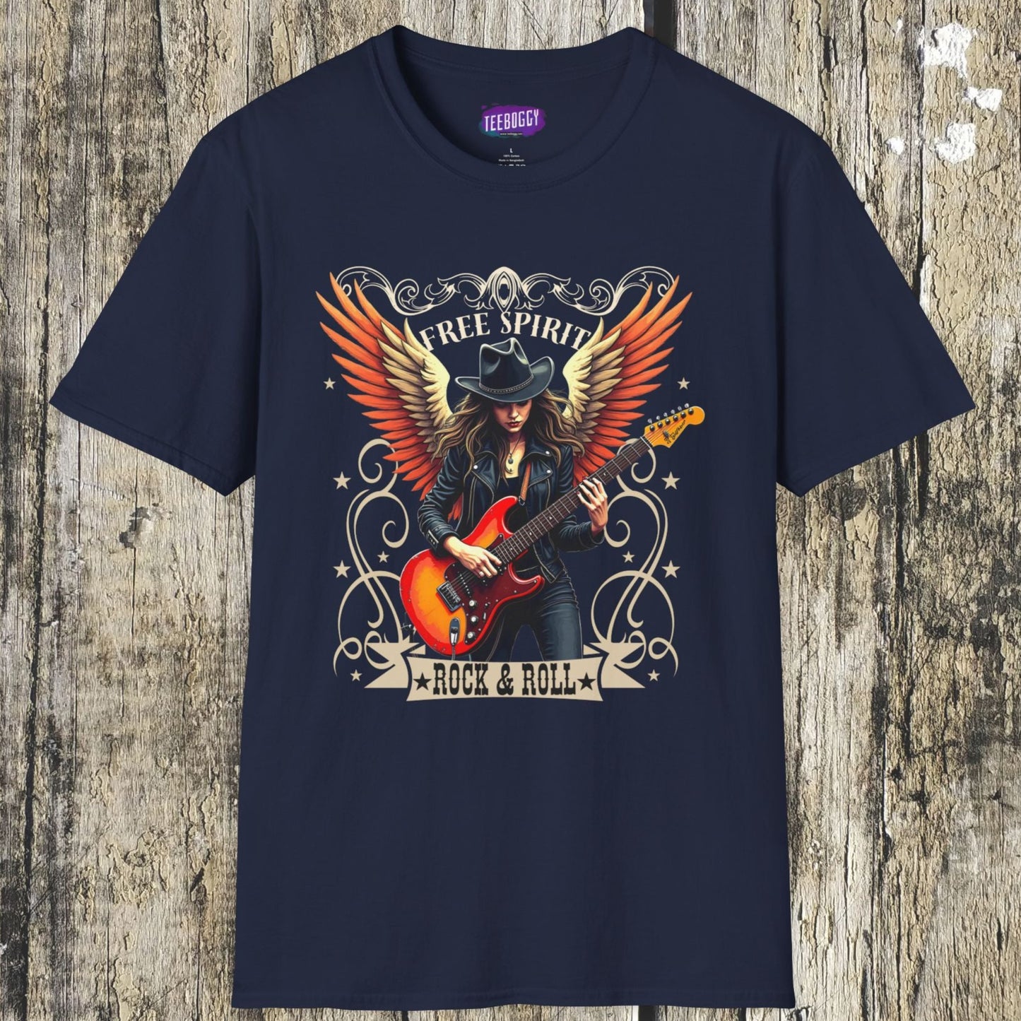 Rock & Roll Winged Guitar Girl T-Shirt