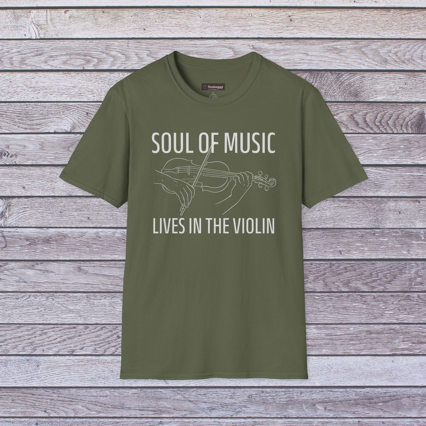 Violin Line Art Tee — "Soul of Music Lives in the Violin"
