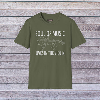 Violin Line Art Tee — "Soul of Music Lives in the Violin"