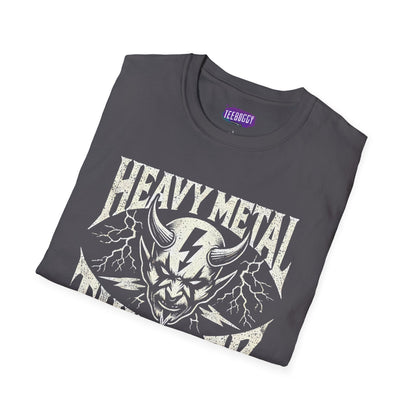 Heavy Metal T-Shirt with Devil's Horns & Thunder Bolt Design