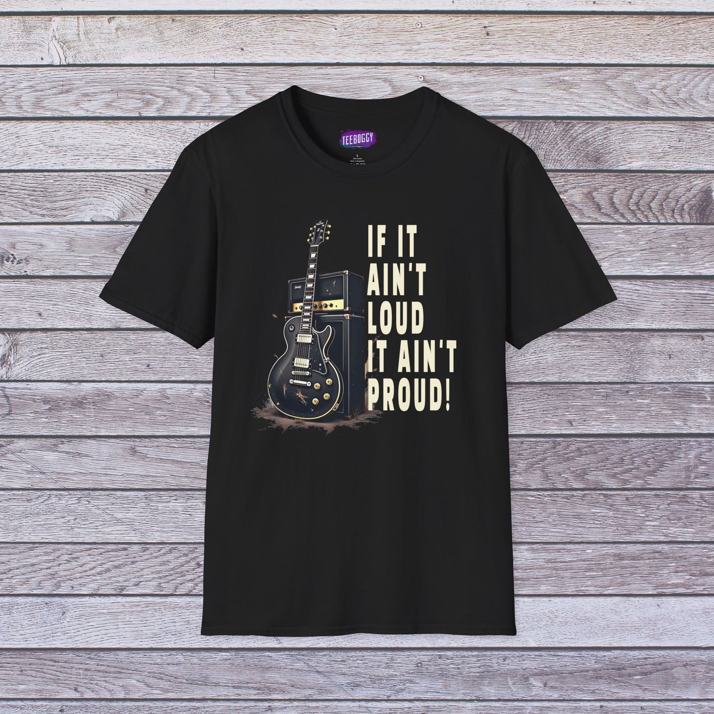 Guitar Amp Image and Slogan Unisex Softstyle T-Shirt