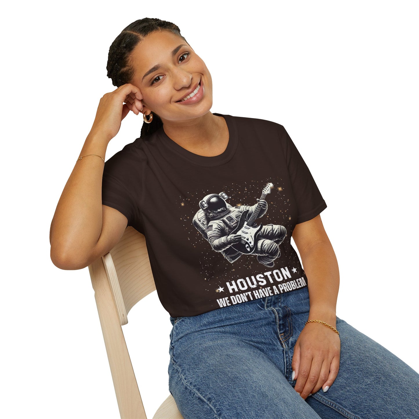 Astronaut Playing Guitar T-Shirt — "Houston, We Don't Have a Problem!"