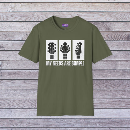 Guitar Headstocks T-Shirt - My Needs Are Simple