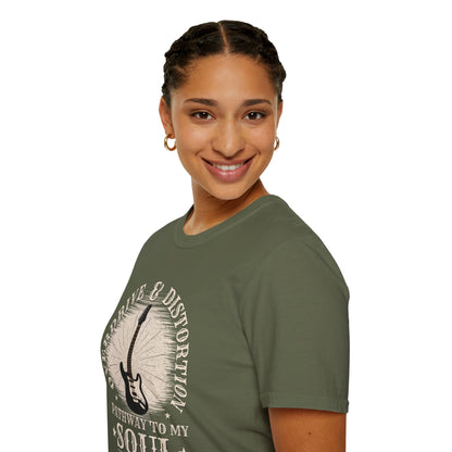 Overdrive & Distortion Guitar T-Shirt — Retro Stratocaster Design