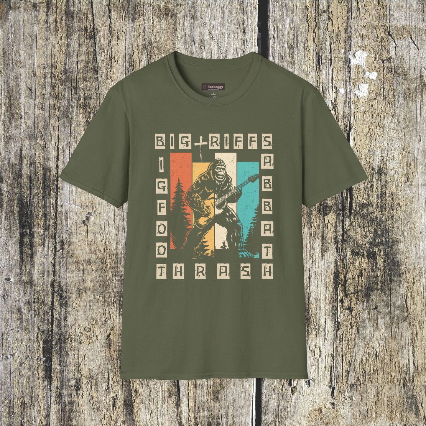 Bigfoot Guitar Graphic T-Shirt — Heavy Metal Wilderness Band Tee