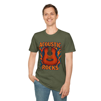 Acoustic Guitar T-Shirt — "Acoustic Rocks" Folk & Rock Tee