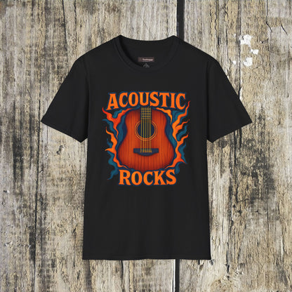 Acoustic Guitar T-Shirt — "Acoustic Rocks" Folk & Rock Tee