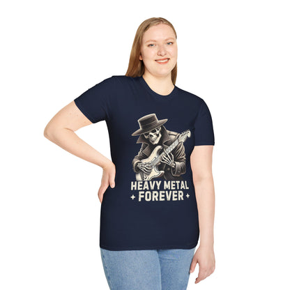Skeleton Guitarist T-Shirt - Heavy Metal Forever