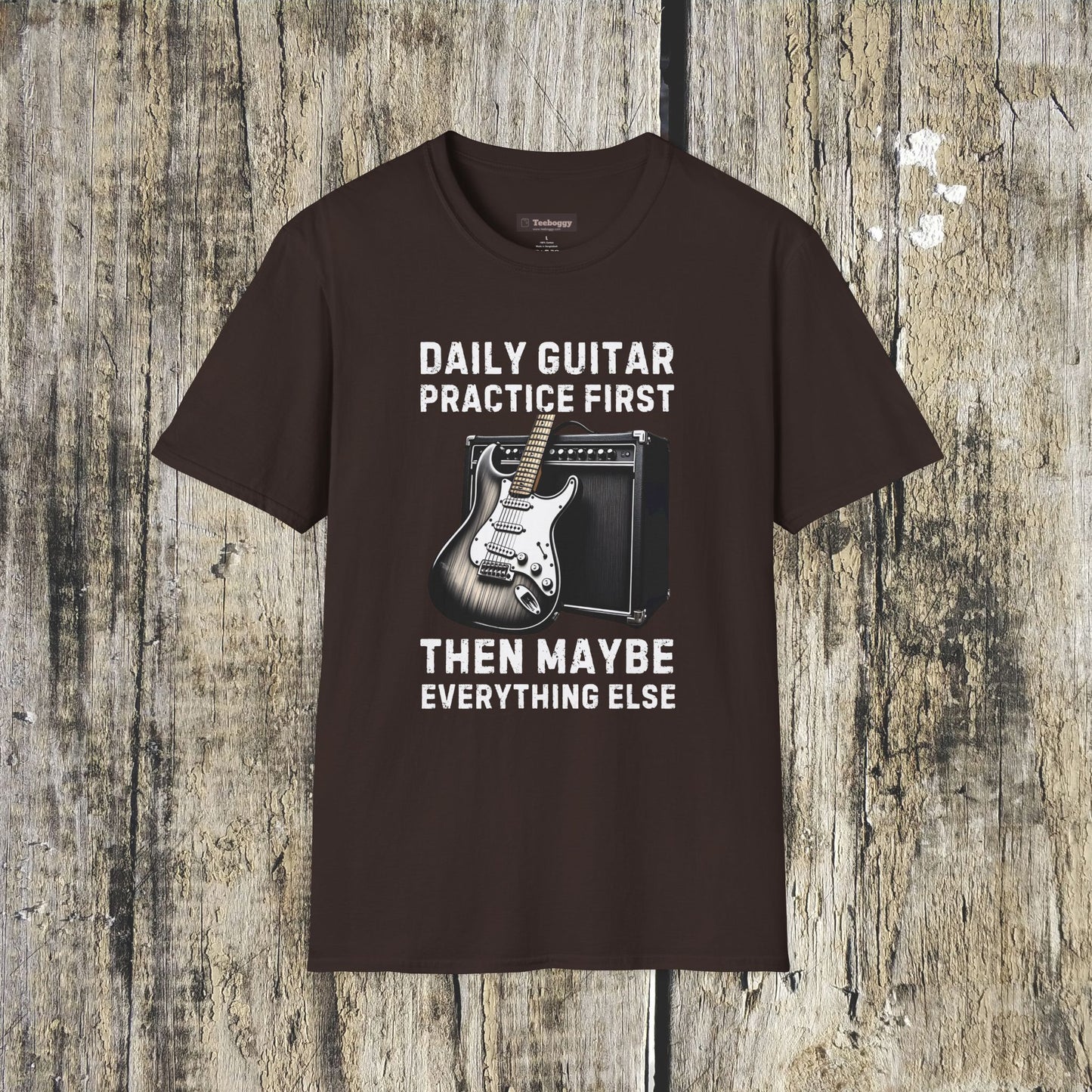 Daily Guitar Practice First T-Shirt — Rock Guitar & Amp Design