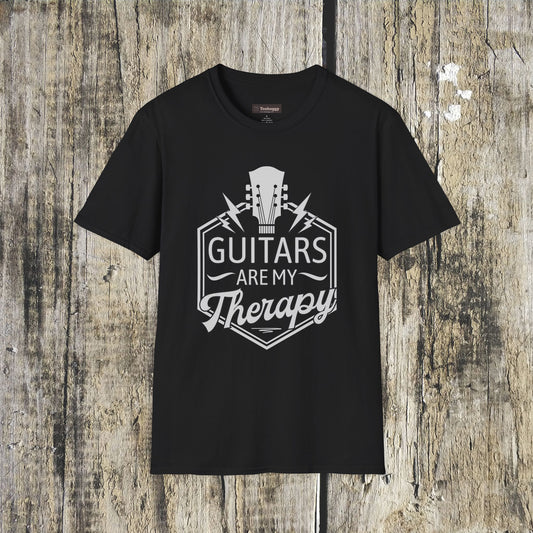Guitars Are My Therapy T‑Shirt — Guitar Headstock Musician Tee