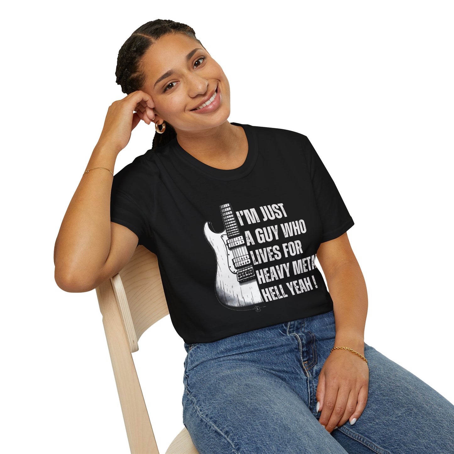 I'm Just A Guy Who Lives For Heavy Metal T-Shirt — Rock Guitar Graphic Tee