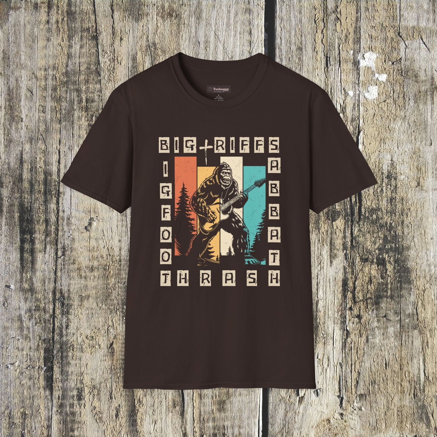 Bigfoot Guitar Graphic T-Shirt — Heavy Metal Wilderness Band Tee