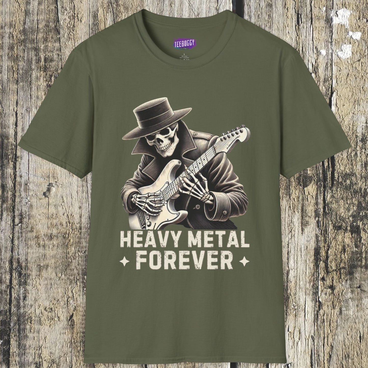 Skeleton Guitarist T-Shirt - Heavy Metal Forever