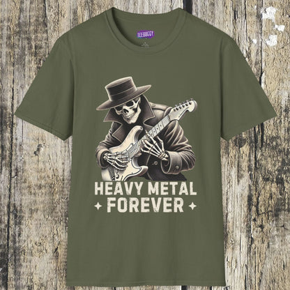 Skeleton Guitarist T-Shirt - Heavy Metal Forever